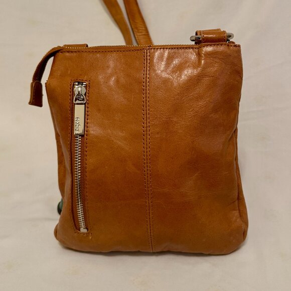 HOBO Classic Brown Tan Rustic Leather Crossbody Bag Purse Handbag - Picture 2 of 8